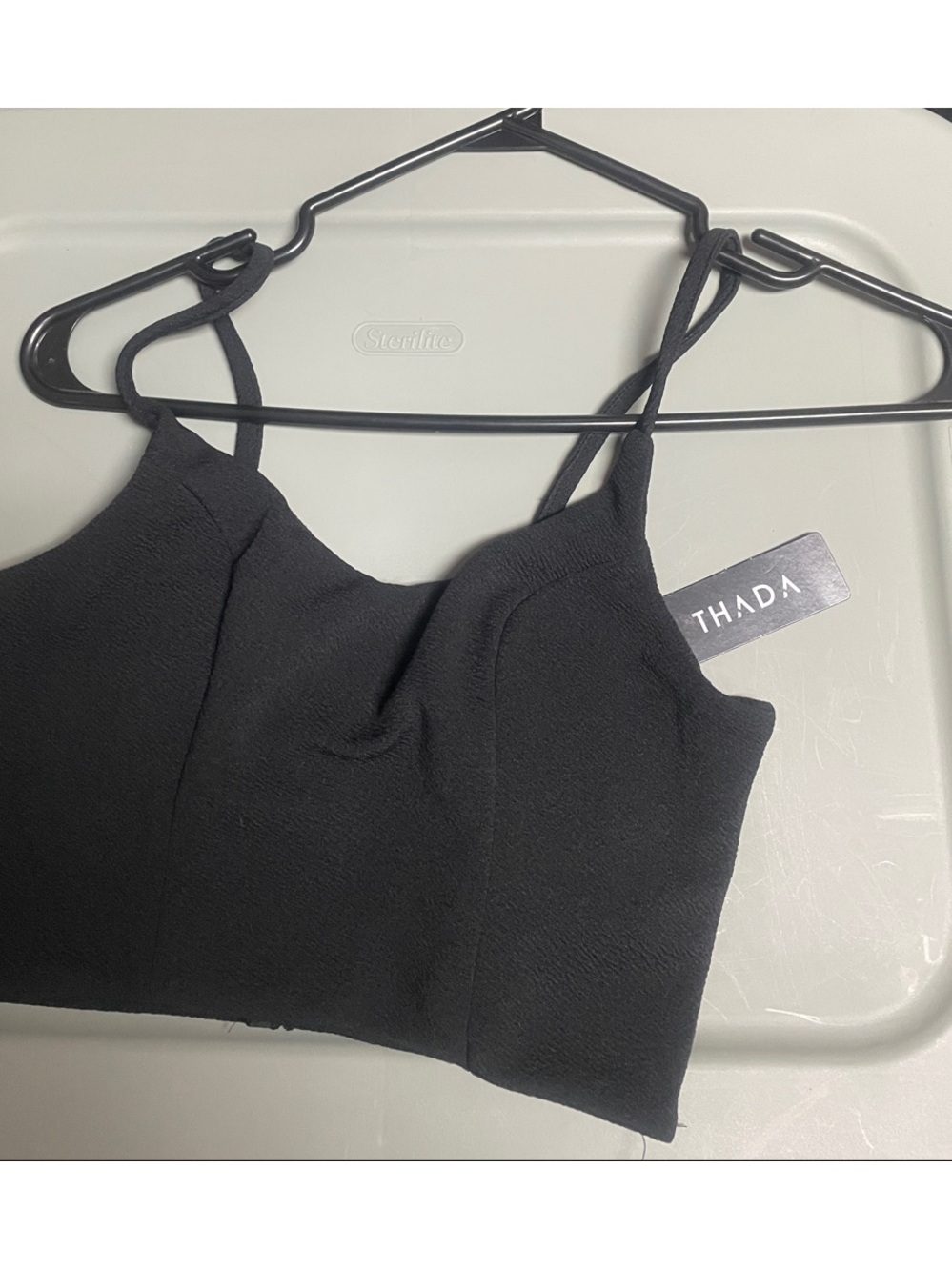 THADA Black Cropped Cami Top Ptp 15”